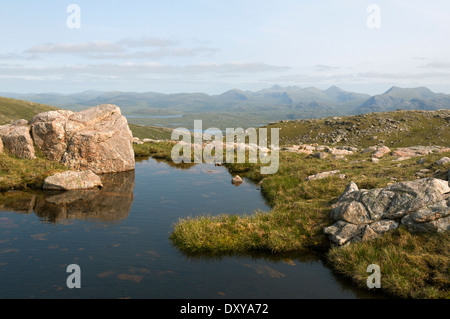 Il North Harris colline da Laival un Tuath, Uig colline, Lewis, Western Isles, Scotland, Regno Unito. Foto Stock