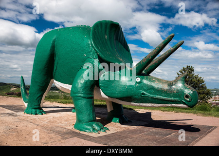 Triceratops statua al Parco Dinosauri in Rapid City, SD. Foto Stock