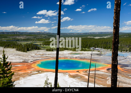 Grand Prismatic Spring come visto da sopra. Parte di Midway Geyser Basin nel Parco Nazionale di Yellowstone. Foto Stock