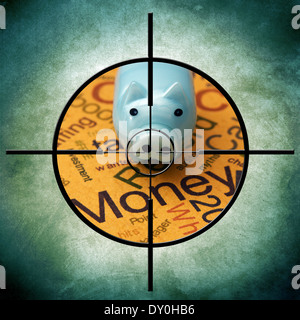 Testo di denaro in target Foto Stock
