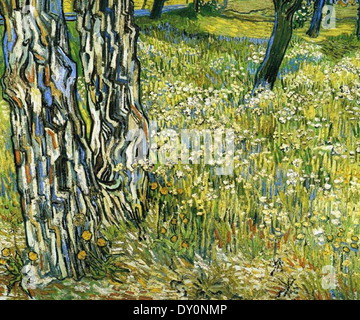 Vincent van Gogh tronchi di alberi in erba Foto Stock