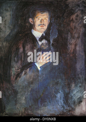 Edvard Munch Autoritratto con una sigaretta accesa Foto Stock