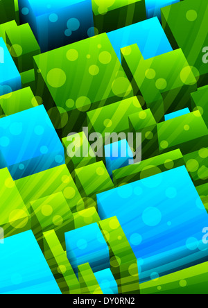 Abstract sfondo con il verde e il blu dei cubi. Illustrazione Vettoriale Foto Stock