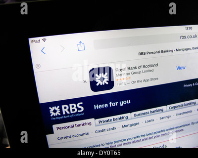 Il sito Web di RBS su iPad Foto Stock