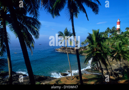 Kovalam Light house. Lo stato del Kerala.India del Sud. Foto Stock