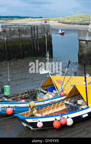 Pesca costiera locale Cobles in sicurezza del porto di Camminare vicino a Warkworth Northumberland England Regno Unito Regno Unito Foto Stock