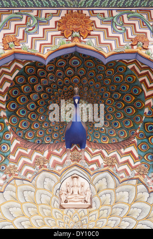 Jaipur, Rajasthan, India. Palazzo di città, in prossimità del gate di Pavone Foto Stock