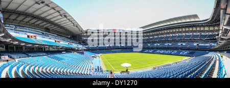 Estadio Santiago Bernabeu, è un tutti i posti allo stadio di calcio a Madrid, Spagna Foto Stock