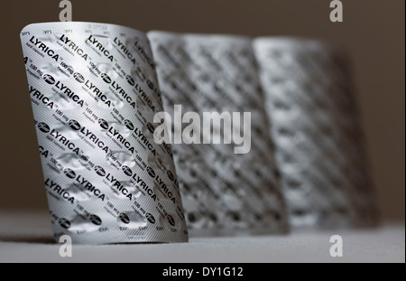 100 mg compresse pregabalin. Foto Stock