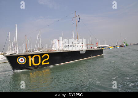 Portsmouth, Regno Unito. 3 Aprile, 2014. Lancio ufficiale del Museo Nazionale della Royal Navy, Historic Dockyard, Portsmouth, Hampshire, Regno Unito. 03 aprile 2014. Credito: Flashspix/Alamy Live News Foto Stock