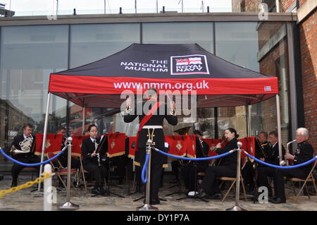 Portsmouth, Regno Unito. 3 Aprile, 2014. Lancio ufficiale del Museo Nazionale della Royal Navy, Historic Dockyard, Portsmouth, Hampshire, Regno Unito. 03 aprile 2014. Credito: Flashspix/Alamy Live News Foto Stock