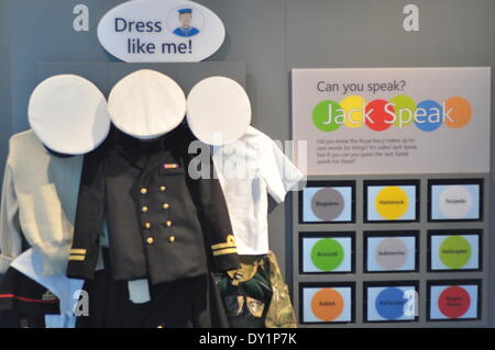 Portsmouth, Regno Unito. 3 Aprile, 2014. Lancio ufficiale del Museo Nazionale della Royal Navy, Historic Dockyard, Portsmouth, Hampshire, Regno Unito. 03 aprile 2014. Credito: Flashspix/Alamy Live News Foto Stock