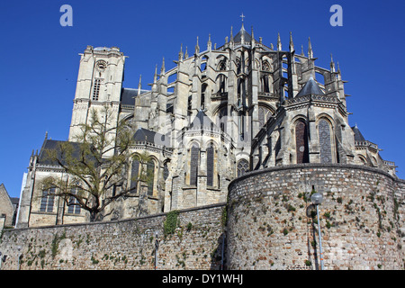 Le Mans, Francia, Cattedrale Gotica. Foto Stock