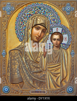 Venezia - Icona della Madonna con il bambino dalla città russa di Kazan nella chiesa di San Martino di Saint Martin sull isola di Burano. Foto Stock