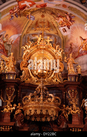 Ornamento sopra l altare in Melk Abbey Church Foto Stock