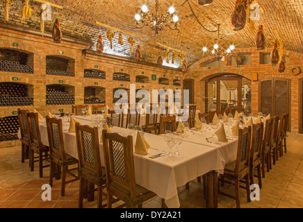 BRATISLAVA, Slovacchia - 23 gennaio 2014: interno della cantina di vini di grande produttore slovacco 'Matysak'. Foto Stock