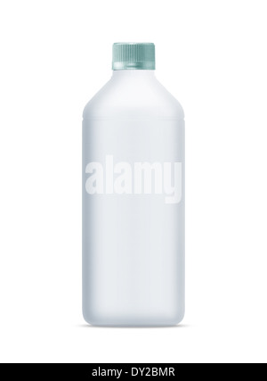 Bottiglia di plastica bianca isolata su sfondo bianco . (Con lavori di clipping path) Foto Stock
