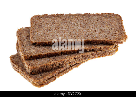 Pila di fette di segale integrale e pane di semi di lino Foto Stock