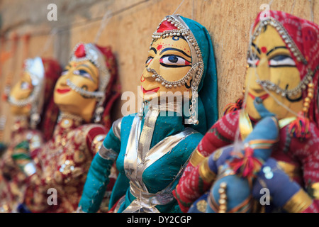 India Rajasthan, Jaisalmer, Jaisalmer Fort, tradizionali burattini di Rajasthani Foto Stock