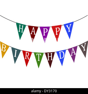 Bunting, bandiere (isolato su sfondo bianco) Foto Stock