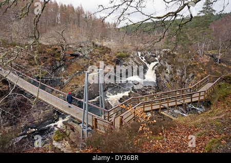 Cade di Rogie & sospensione ponte situato tra Garve e Contin fuori la A835 a ovest di Inverness in Scozia settentrionale Foto Stock