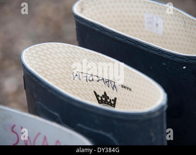 Putney, Londra UK. 05 apr 2014. Oxford University Presidente Malcolm Howard Wellies durante l'Università Boat Race Pre-Race giorno. Credito: Azione Sport Plus/Alamy Live News Foto Stock