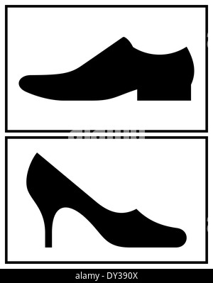 Donne e uomini scarpa isolati su sfondo bianco Foto Stock