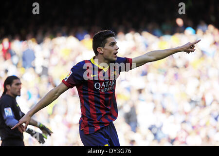 Barcellona, Spagna. 5 apr, 2014. Marc Bartra nel match tra FC Barcelona e Betis per la settimana 32 del campionato spagnolo, giocato al Camp Nou il 5 aprile, 2014. Foto: Joan Valls/Urbanandsport/Nurphoto. © Joan Valls/NurPhoto/ZUMAPRESS.com/Alamy Live News Foto Stock