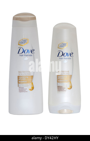 Due contenitori Colomba olio nutriente Cura Shampoo e balsamo Foto Stock