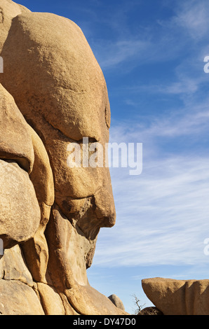 Faccia nella formazione di roccia a Joshua Tree National Park California Foto Stock