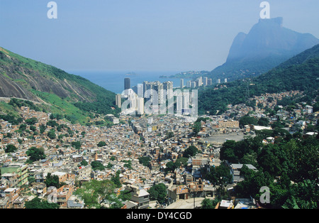 Da Rocinha Favela, vista sul Rio de Janeirio, Brasile, Sud America Foto Stock