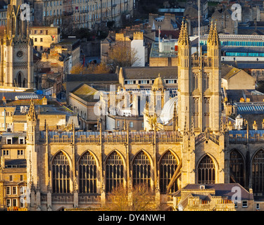 Abbazia di Bath colpo da Alexandra Park sulla sommità di Beechen Cliff, Somerset England Regno Unito Europa Foto Stock