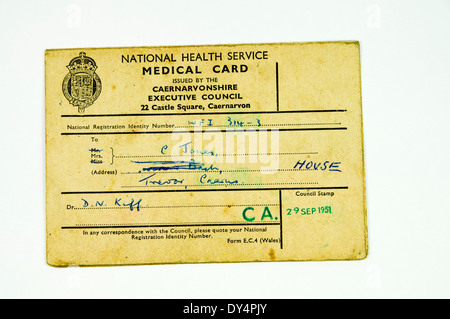 Il vecchio Servizio Sanitario Nazionale Medical Card. Foto Stock