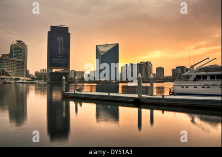 Yatch pier in Dubai Abra Foto Stock