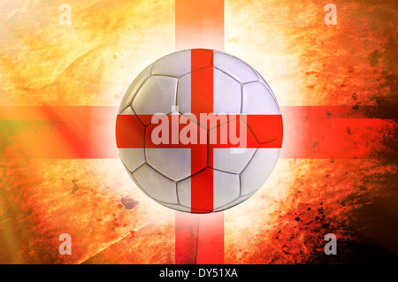 Pallone da calcio con l'Inghilterra bandiera come sfondo Foto Stock