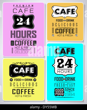 Retrò etichette da forno e la tipografia, coffee shop, cafe, menu gli elementi di design Foto Stock