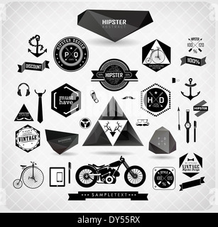 Set di hipster vintage etichetta rétro Foto Stock