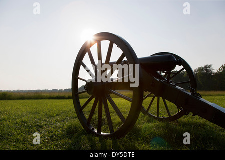 Il cannone, il deserto, sul campo di battaglia di Fredericksburg e Spotsylvania National Military Park, Virginia, Stati Uniti d'America Foto Stock