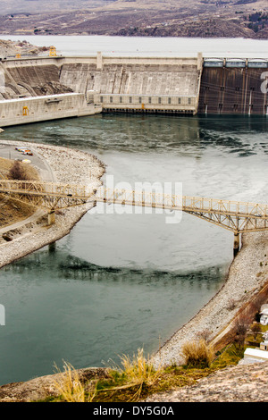 Grand Coulee diga idroelettrica, il più grande produttore di energia negli Stati Uniti, Columbia River, Washington state, USA Foto Stock