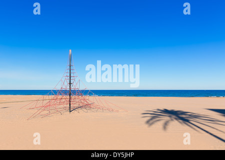 Spiaggia di Gandia playa nord di Valencia al Mediterraneo Spagna Foto Stock