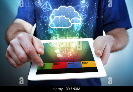 Tavoletta digitale, multimediale e il cloud computing Foto Stock