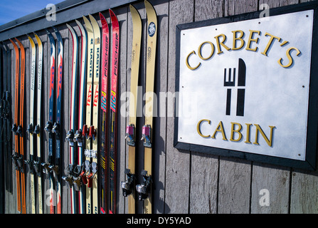 Corbet la cabina, nella parte superiore di Jackson Hole Mountain Resort, Jackson, Wyoming USA Foto Stock