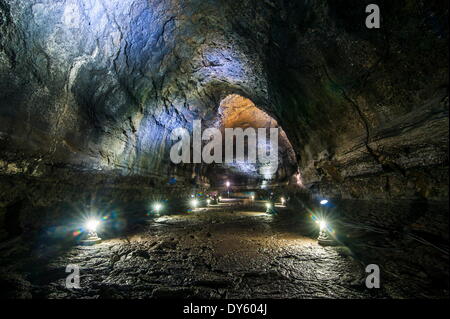 Manjanggul più lungo del tubo di lava sistema in tutto il mondo sul isola di Jejudo, Sito Patrimonio Mondiale dell'UNESCO, Corea del Sud, Asia Foto Stock