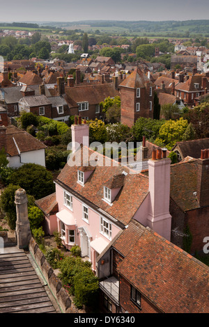 East Sussex, segale, vista in elevazione della città dalla Chiesa Parrocchiale Torre Foto Stock