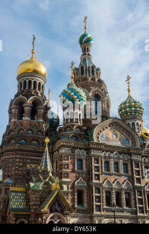Chiesa del Salvatore sul Sangue versato, Sito Patrimonio Mondiale dell'UNESCO, San Pietroburgo, Russia, Europa Foto Stock
