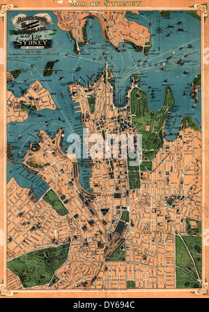 Robinson's aereo mappa di Sydney, Australia 1922 Foto Stock