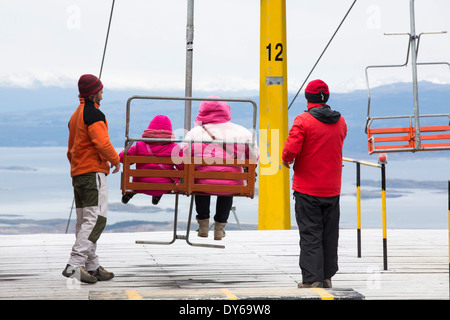 Una seggiovia fino alle arti marziali Galcier sopra Ushuaia, Tierra del Fuego, in Argentina Foto Stock