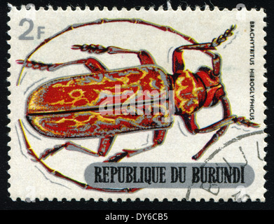 Repubblica del Burundi - circa 1970:stampato nella Repubblica di Burundi mostra beetle, circa 1970. Foto Stock