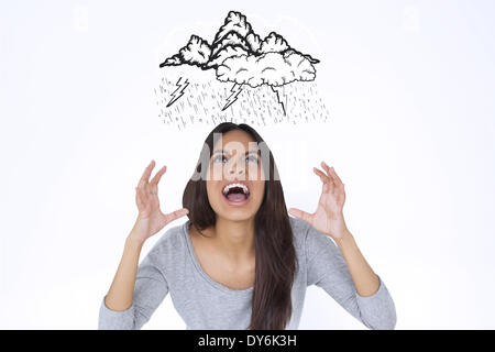 Immagine composita di angry brunette urlando Foto Stock