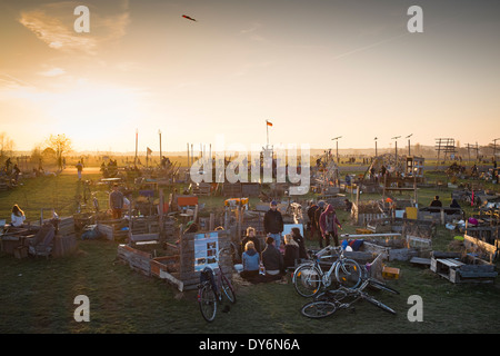 Quartiere Giardino Schillerkiez al parco di Tempelhof di Berlino, Germania Foto Stock